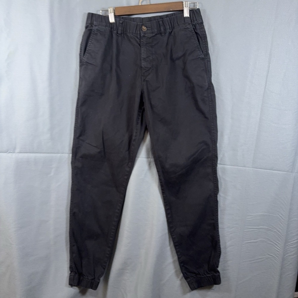 Bearbottom Chino Joggers Mens Sz L Black Pockets Elastic Waist Stretch Travel